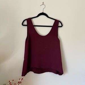 Zara Silky Burgundy Sleeveless Top